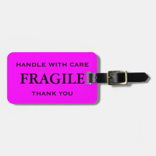 Étiquette À Bagage Poignée noire rose fragile avec Merci de soin