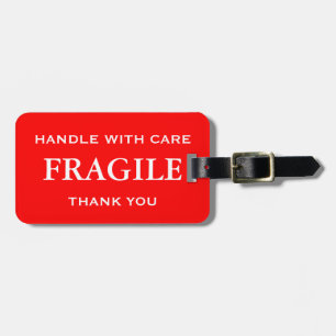 Étiquette À Bagage Poignée rouge blanche fragile avec Merci de soin