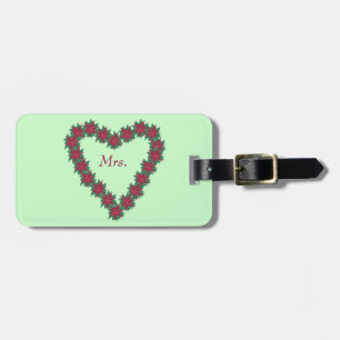 Étiquette À Bagage Poinsettia Coeur Noël Mr. Mrs Luggage Tags