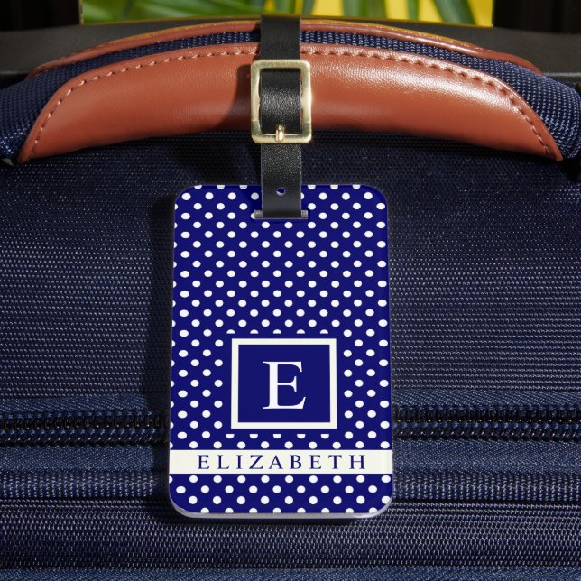 Étiquette À Bagage Point Polka Royal Bleu Bleu Personnalisé (Insitu Rectoal 2)
