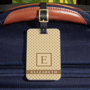 Étiquette À Bagage Pointe Polka Brown Beige Tan Personnalisable