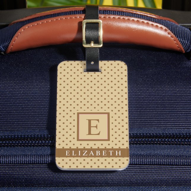 Étiquette À Bagage Pointe Polka Brown Beige Tan Personnalisable (Insitu Rectoal 2)