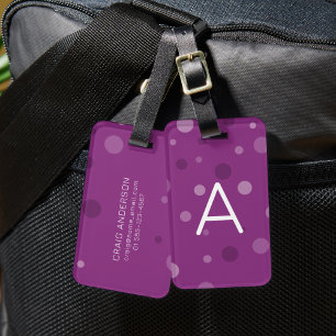 Étiquette À Bagage Points de pop pourpre de framboise
