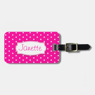Étiquette À Bagage Pois de fleurs rose vif nommé étiquette de bagage