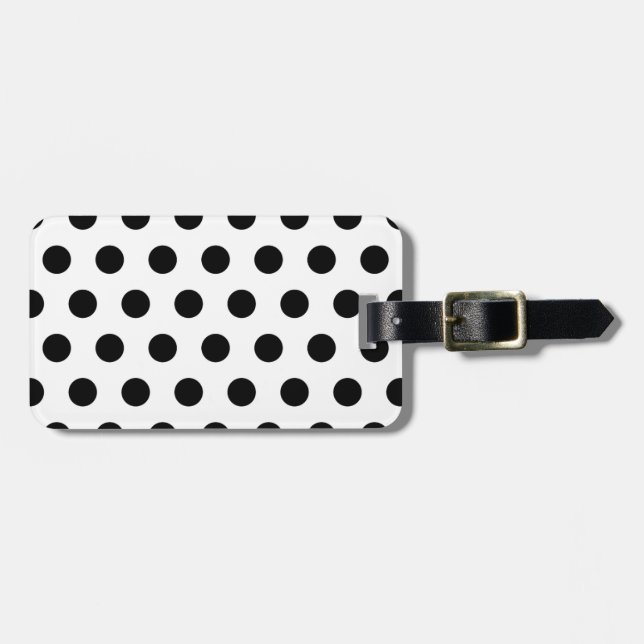 Étiquette À Bagage Pois noirs et blancs personnalisés (Devant horizontal)