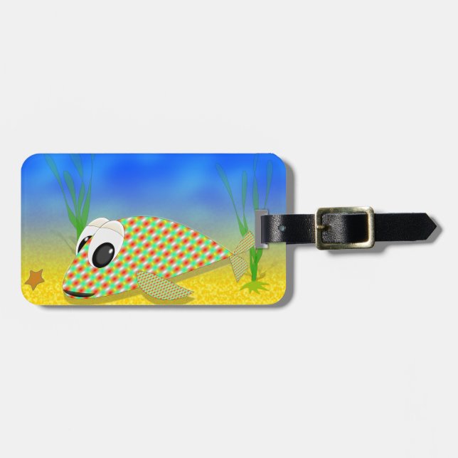 Étiquette À Bagage Poisson Carton mignon (Devant horizontal)