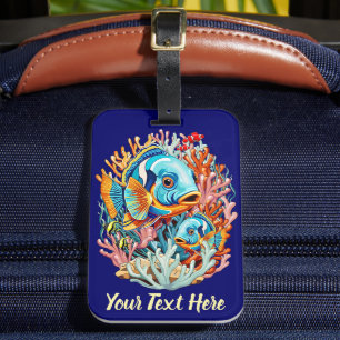 Étiquette À Bagage Poissons Tropicaux Vibes Colorés d'Été