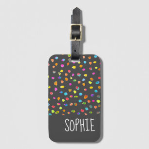 Étiquette À Bagage Polka pot boho simple et moderne
