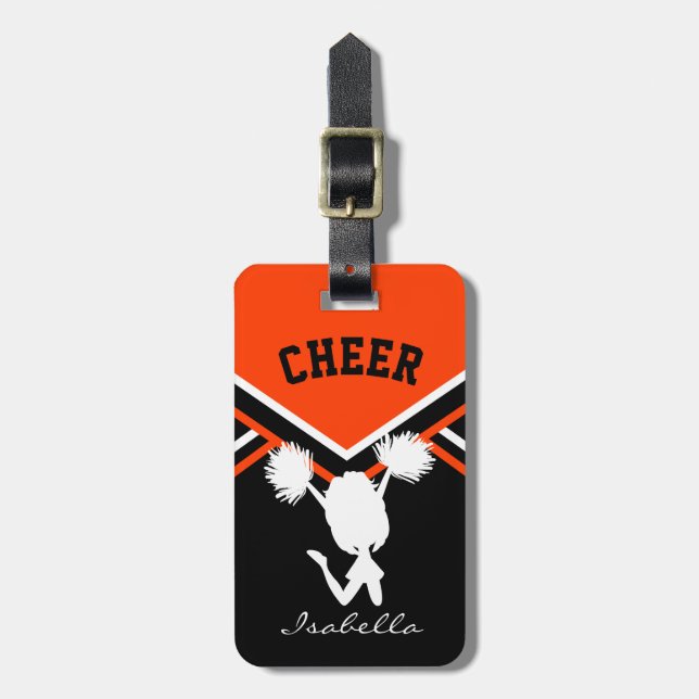 Étiquette À Bagage Pom-pom girl en Orange (Devant Vertical)