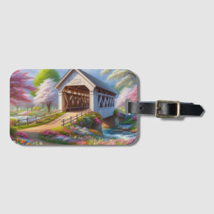 Étiquette À Bagage Pont fleuri/ressort coloré et rivière