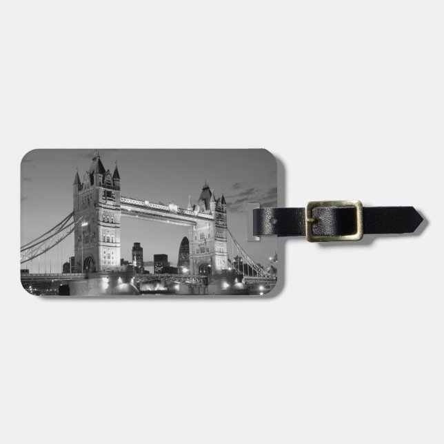 Étiquette À Bagage Pont Tour de Londres blanc noir (Devant horizontal)