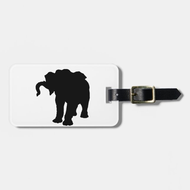 Étiquette À Bagage Pop Art Baby Elephant Silhouette (Devant horizontal)