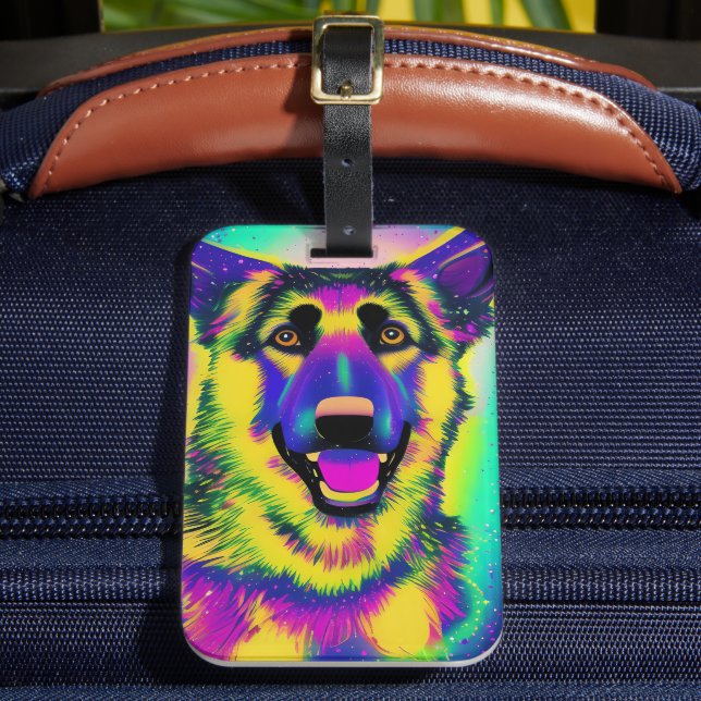 Étiquette À Bagage Pop Art berger allemand (Insitu Rectoal 2)