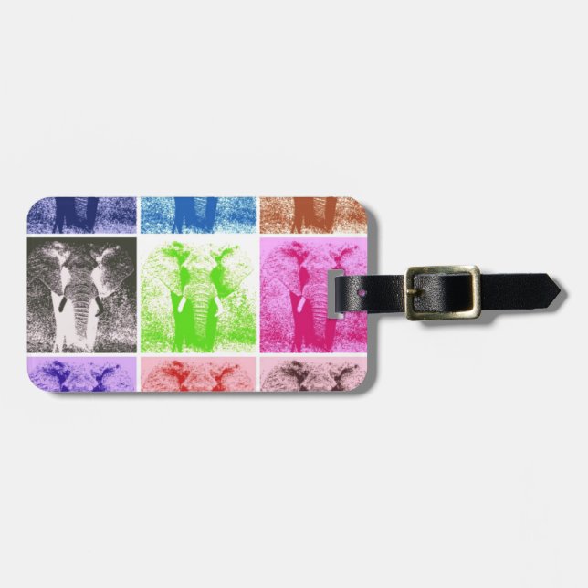 Étiquette À Bagage Pop Art Elephants (Devant horizontal)