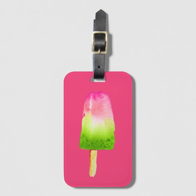 Étiquette À Bagage pop art pâsicle de framboise été (Devant Vertical)