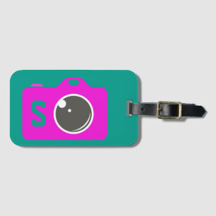 Étiquette À Bagage Pop Art Purple Caméra Monogramme vert