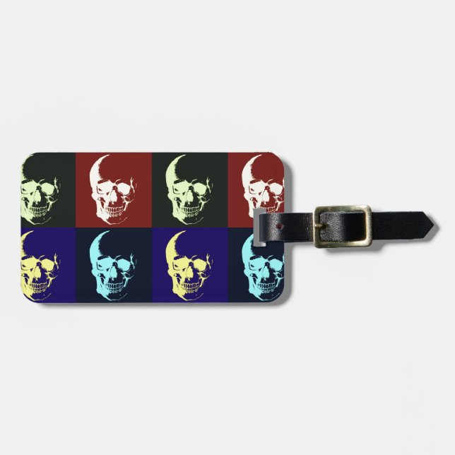 Étiquette À Bagage Pop Art Skull (Devant horizontal)