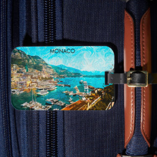 Étiquette À Bagage Port de voyage Monaco peinture à l'huile