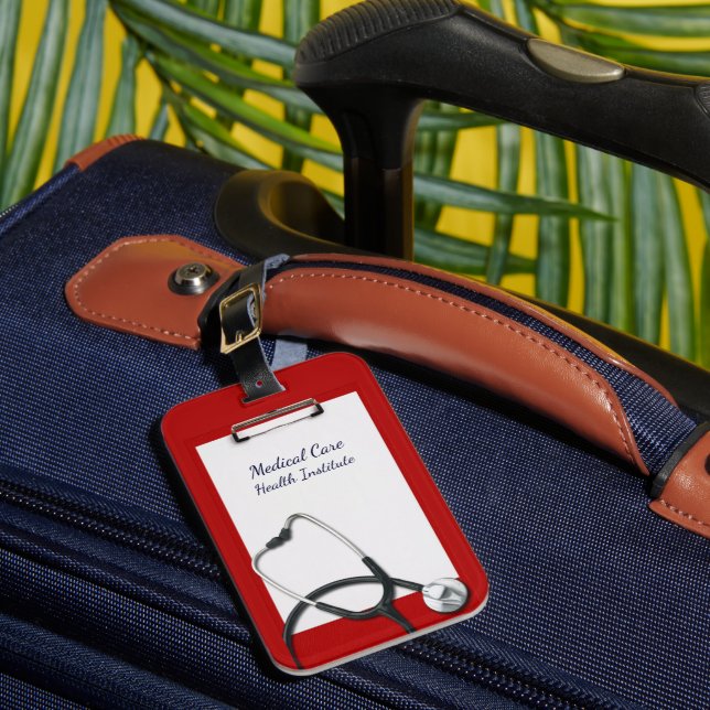 Étiquette À Bagage Porte - bloc rouge avec stéthoscope Médicale (Insitu Rectoal 1)