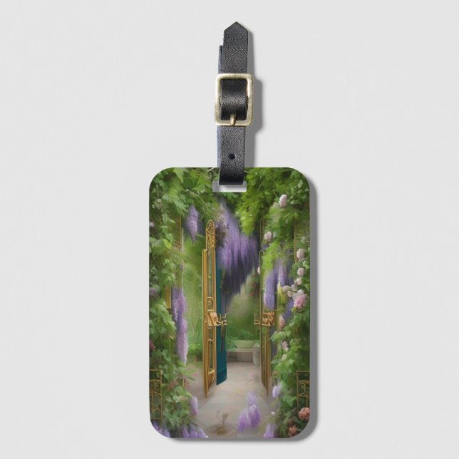 Étiquette À Bagage Porte de jardin et Wisteria (Devant Vertical)