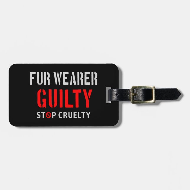 Étiquette À Bagage Porteur de fourrure coupable (Devant horizontal)