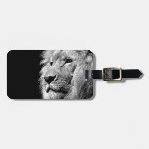 Étiquette À Bagage Portrait de Lion noir blanc - Photographie d'anima