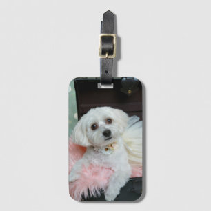 Étiquette À Bagage Portrait de marionnettes blanc fantaisie adorable