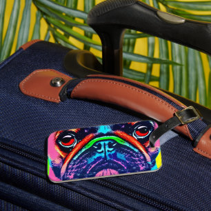 Étiquette À Bagage Portrait du Carlin coloré dans le style pop art