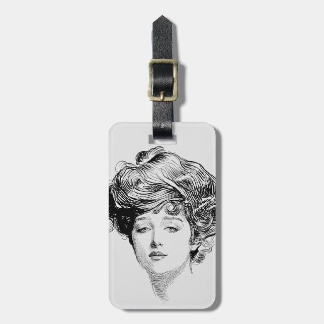 Étiquette À Bagage Portrait d'une fille de Gibson, 1900 (Devant Vertical)