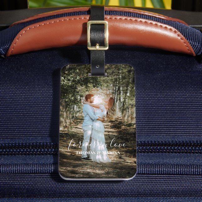 Étiquette À Bagage Portrait Mariage personnalisé Calligraphie moderne (Insitu Rectoal 2)