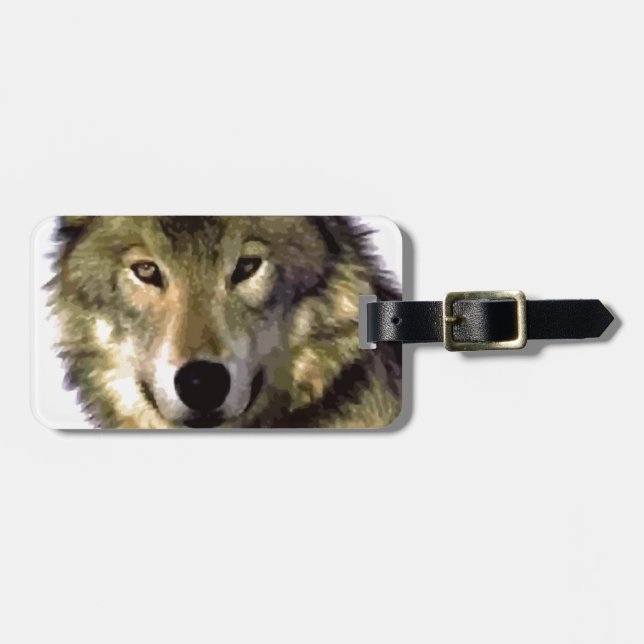 Étiquette À Bagage Portrait Wolf (Devant horizontal)