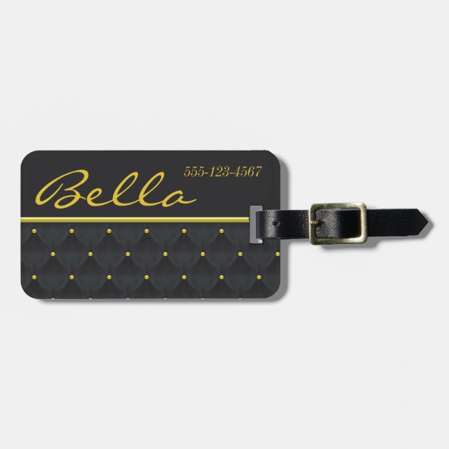 Étiquette À Bagage Posh Black & Gold (Devant horizontal)