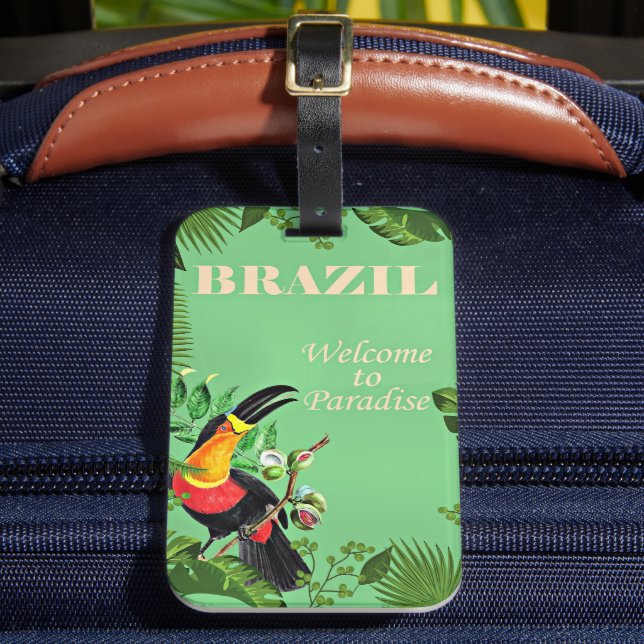 Étiquette À Bagage Poster de voyage du Brésil, Toucan, (Insitu Rectoal 2)