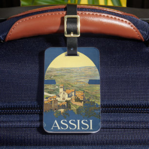 Étiquette À Bagage Poster Vintage voyage D'Assise, Italie