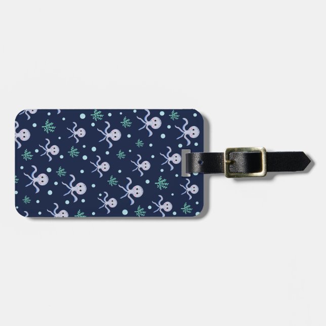 Étiquette À Bagage Poulpe sous la mer motif pour enfants (Devant horizontal)