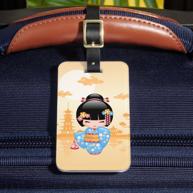 Étiquette À Bagage Poupée Maiko Kokeshi - Cute Japonaise Geisha Girl (Insitu Rectoal 2)