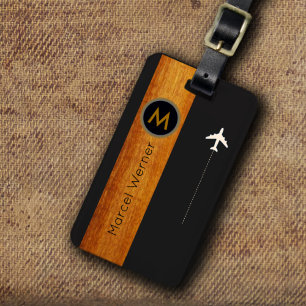 Étiquette À Bagage pour les voyageurs classiques... Noir monogramme