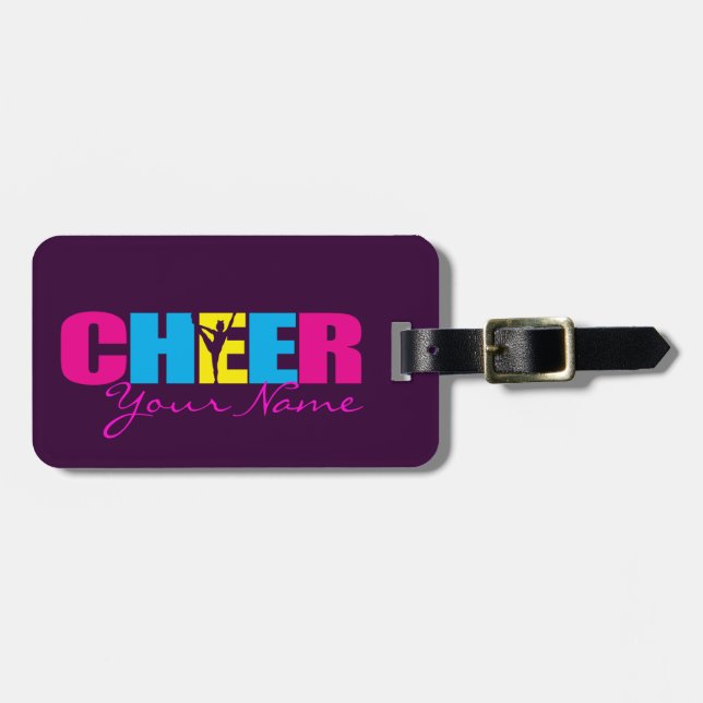 Étiquette À Bagage Pourpre Cheerleading personnalisé d'acclamation (Devant horizontal)