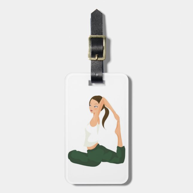 Étiquette À Bagage Praticien féminin de yoga de pose de yoga (Devant Vertical)
