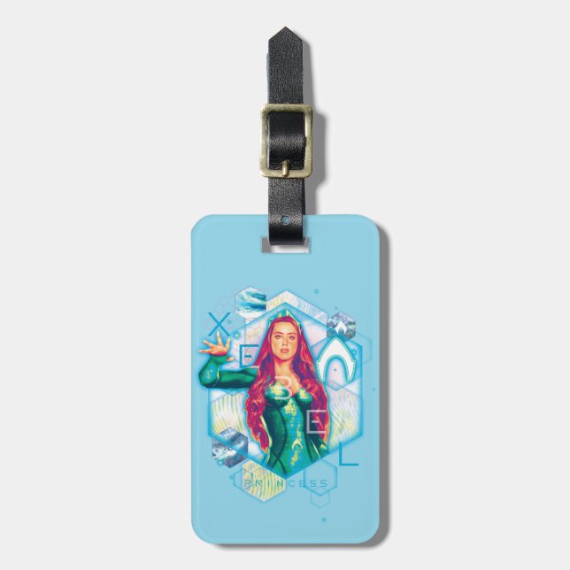 Étiquette À Bagage Princesse Mera Hexagonal Graphic d'Aquaman | Xebel (Devant Vertical)