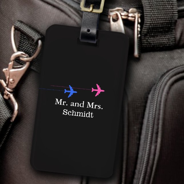 Étiquette À Bagage prochain M. et Mme Voyage personnalisé noir (Créateur téléchargé)