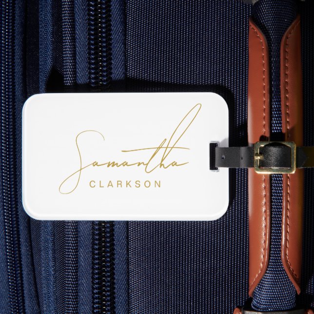 Étiquette À Bagage Professional Handwritten Gold Script Typography (Insitu Rectoal 4)