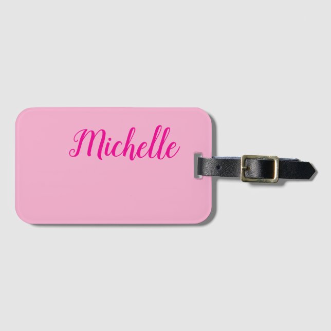 Étiquette À Bagage Professional modern handwriting name pink white (Devant Horizontal)