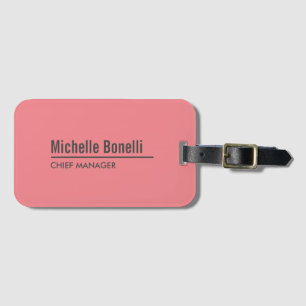 Étiquette À Bagage Professionnel Minimaliste Simple Coral Rose Modern