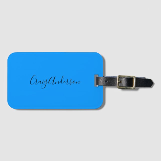 Étiquette À Bagage Professionnel Plain Moderne Élégant Bleu Clair Chi (Devant Horizontal)