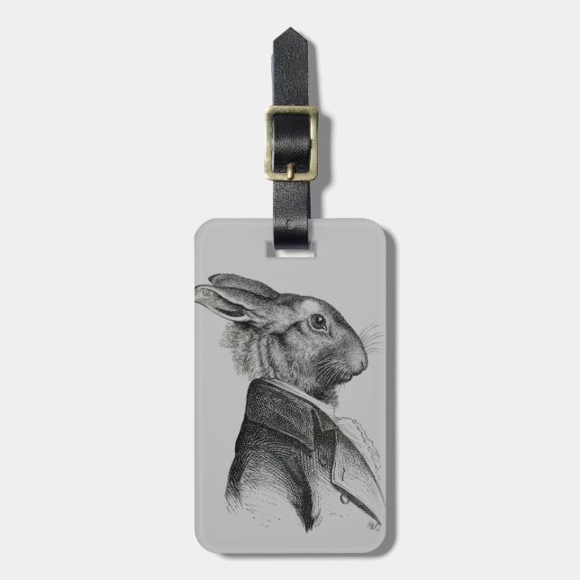 Étiquette À Bagage Profil de portrait de lapin (Devant Vertical)