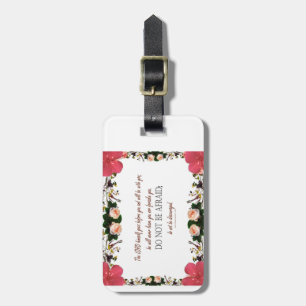 Étiquette À Bagage Psaume 1 Art - Juste béni avec motif floral