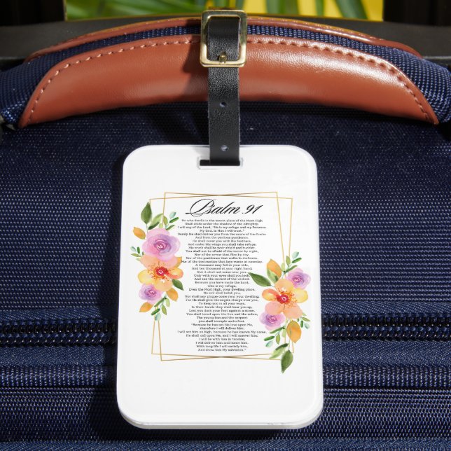Étiquette À Bagage Psaume 91 Cadre géométrique Floral (Insitu Rectoal 2)