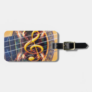 Étiquette À Bagage Psychadélique Accoustique Guitare, conception de l