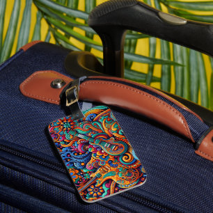 Étiquette À Bagage Psychédélique Batik Guitare Art-Colorful Musique R